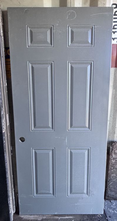 Image de Porte 36'' x80 '' - modèle 6 embossés - Gris/Blanc
