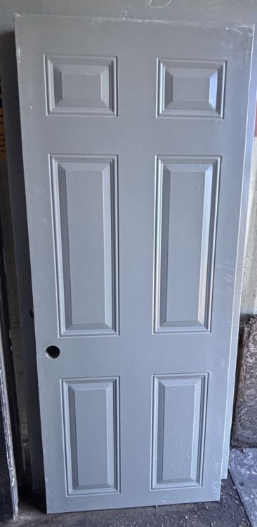 Image de Porte 30'' x72 '' - modèle 6 embossés - Gris/Blanc