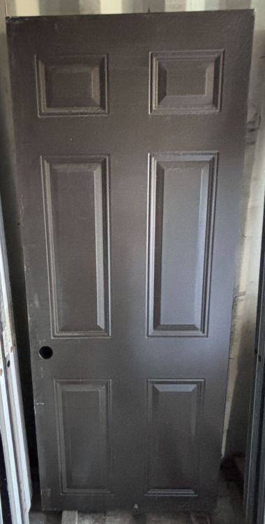 Image de Porte 30'' x72 '' - modèle 6 embossés - Brun/Blanc