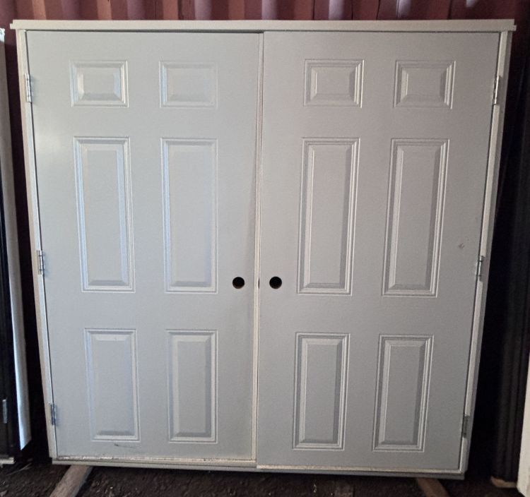 Image de Porte 72'' x72 '' - 6 embossé - Blanc - Avec Cadre