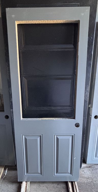 Image de Porte 30'' x72 '' - Avec fenêtre - Gris / Blanc